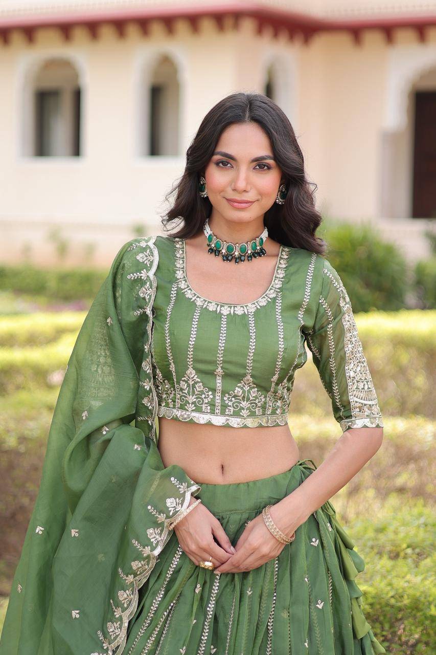 KA 5056 Crush Green Lehenga choli wholesale suppliers in Pune